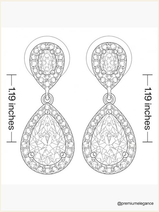 Blush Blue Teardrop Pearl Silver CZ Bridal Earrings: 1.22  Cubic Zirconia Teardrop Dangle Earrings with Pearl Accents for Wedding Prom